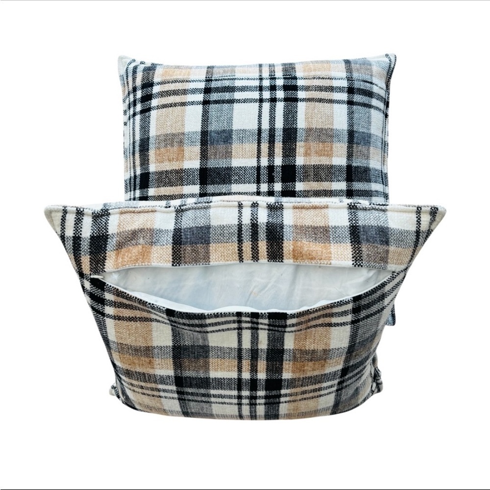 Set of Plaid Decorative Rustic Themed Down Filled Throw Pillow Set - Picture 2 of 5